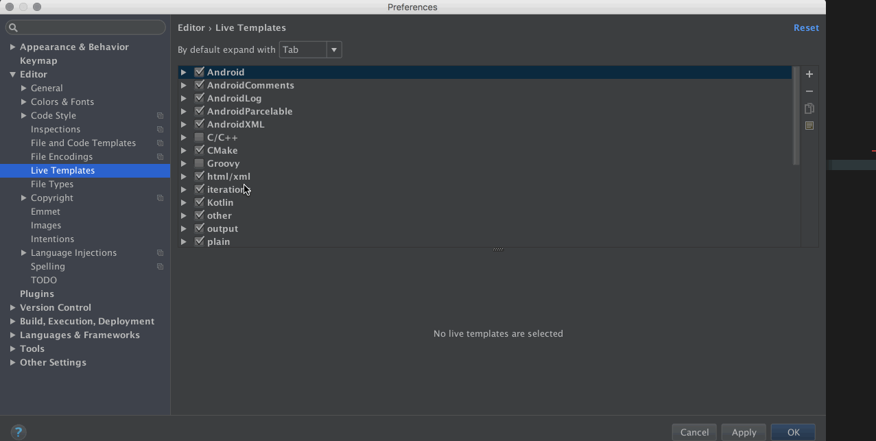 Type Adapter Live template setup